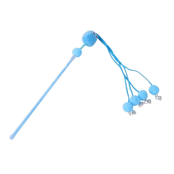 High-Grade Maxbell Cat Teaser Wand Toy Interactive Toy Chew Toy IQ Improving Kitten Rod Toy Blue Functional