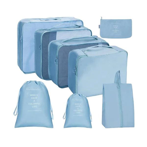 Classic Maxbell 8x Lightweight Packing Cubes for Suitcases Suitcase Clothes Storage Bags blue Recyclable