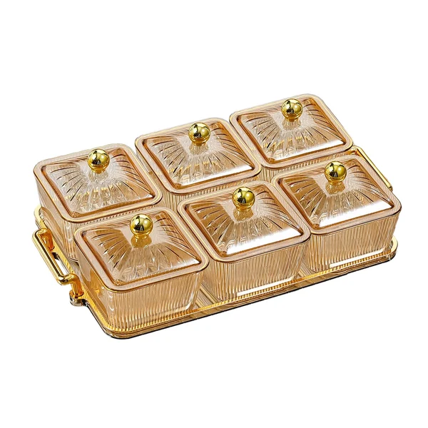 Healthy Maxbell Luxury Snacks Fruit Plate with Double Handle for Holiday Seasoning Snacks Aureate 6 Bowls Soft