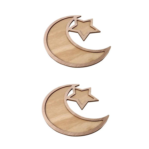 Environmentally Friendly Maxbell 2Pcs Ramadan Serving Tray Jewelry Display Party Favors Boxwood Snack Plate Style D High-Quality