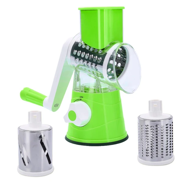 High-Grade Maxbell Manual Rotary Cheese Grater Mandoline Slicer for Chocolate Vegetables Nuts Green Excellent