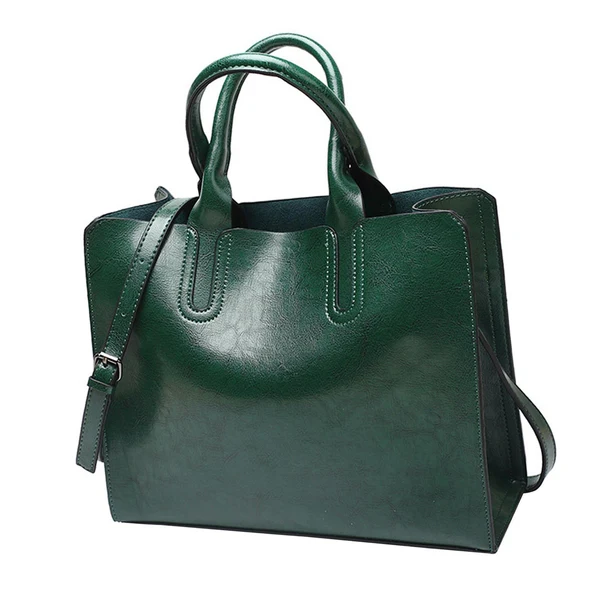 Contemporary Maxbell Elegant Womens Leather Handbag Big Capacity Zipper Closure Top Handle Tote Green Secure