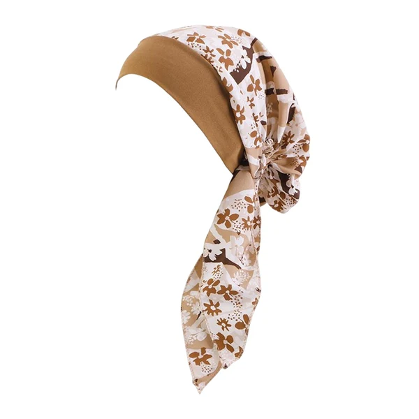 Maxbell Soft Women Turban Head Wrap Hat Sleep Turbans Cap Headband Girls Hair Cover Khaki Safe