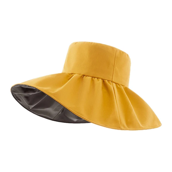 Luxury Maxbell Womens Sun Hat Floppy Wide Brim Beach Caps Fisherman Hat Bucket Hat Package Yellow Pure