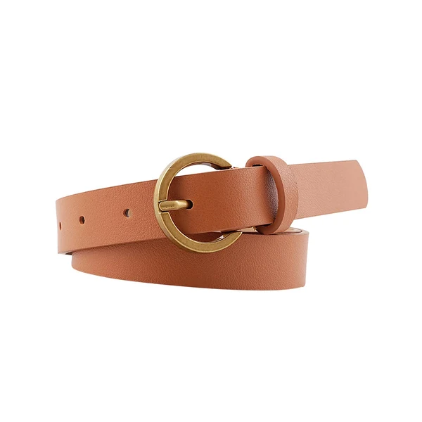 High-End Maxbell Women PU Leather Belt Lady Waist Belt Vintage Style Adjustable for Trouser Brown Optimized