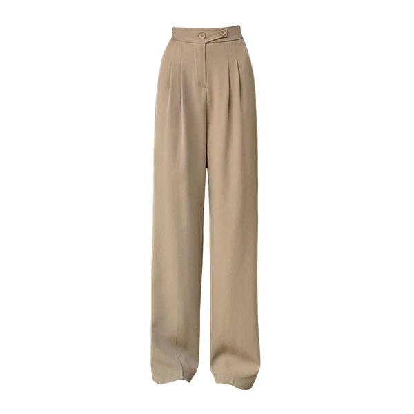 Excellent Maxbell Womens Wide Leg Pants Straight Leg High Waisted Office Loose Long Pants S Khaki Long-Lasting