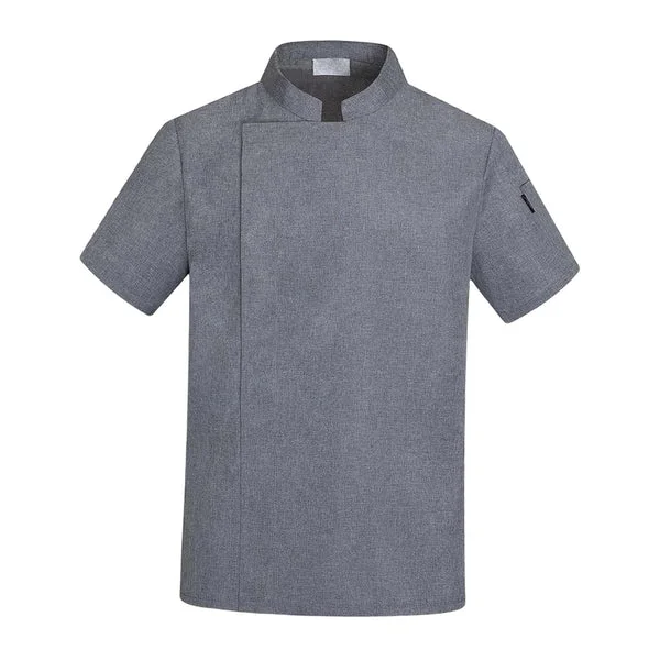 Quality Maxbell Chef Coat Jacket with Pocket Short Sleeve Shirt Breathable Waiter Apparel XL Gray Exceptional