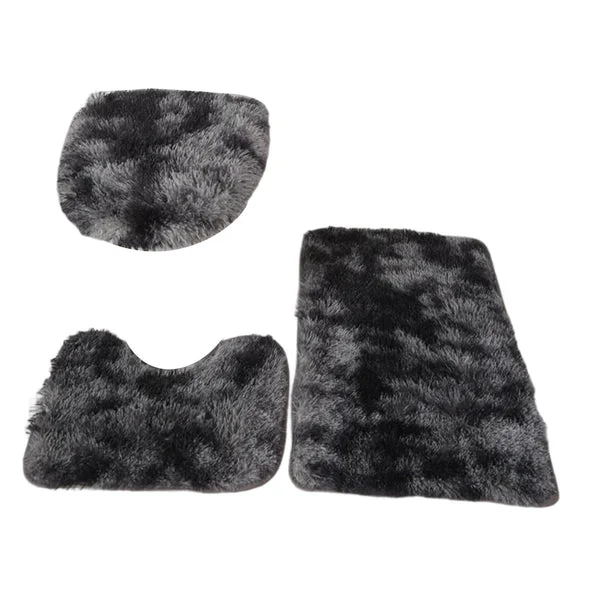 User-Friendly Maxbell 3Pcs bath Mats Set with Toilet Lid Cover Absorbent for Bathtubs Tub black and grey Breathable