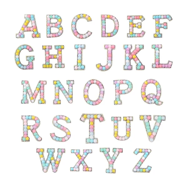 Soft Maxbell 26Pcs Rhinestone Letter Patches Alphabet Patch Alphabet Applique for Bag Macaron Color Comfortable