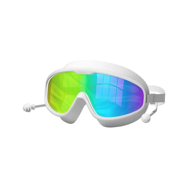 Modern Maxbell Swimming Goggles Swim Glasses Large Frame Diving Glasses with Earplugs White Plating Bagged Versatile