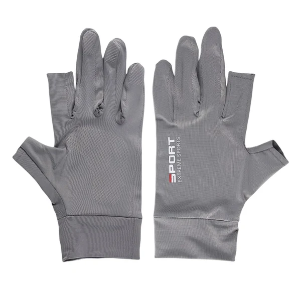 Top-Quality Maxbell Ice Silk Gloves Sun Protection Gloves Men Comfortable for Backpacking Hiking Two Half Gray Elite