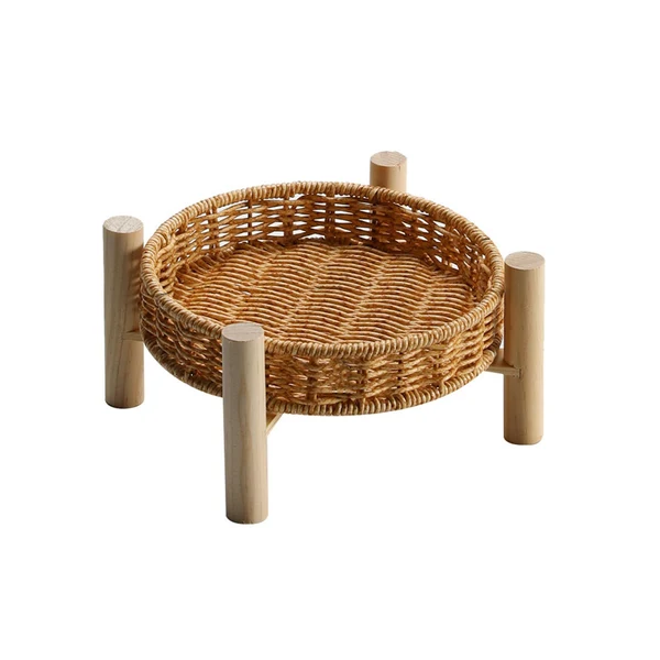 Efficient Maxbell Rattan Vegetable Storage Serving Basket Round Rattan Bread Baskets for Fruit 18×10×4cm High-End