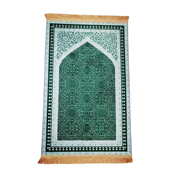 Maxbell Elegant Muslim Prayer Rug Ramadan Gift Exquisite for Eid Bay Window Hallway green High-Grade