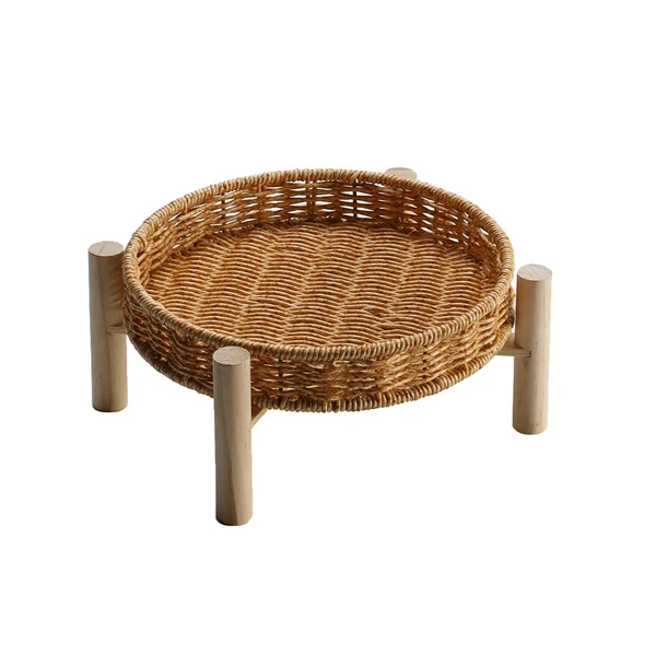 Trusted Maxbell Rattan Vegetable Storage Serving Basket Round Rattan Bread Baskets for Fruit 22×10×4cm Casual