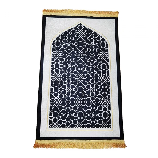 Prestigious Maxbell Traditional Praying Rug Non Slip Area Rugs for Cafe Living Room Ramadan Gift Black Sustainable