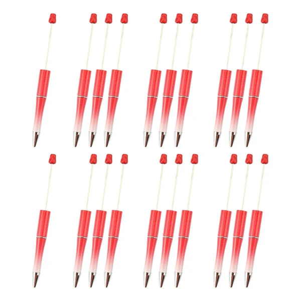 Enhanced Maxbell 20Pcs Bead Pens Ball Pen DIY Printable Creative for Exam Stationery Supplies Red Fashionable