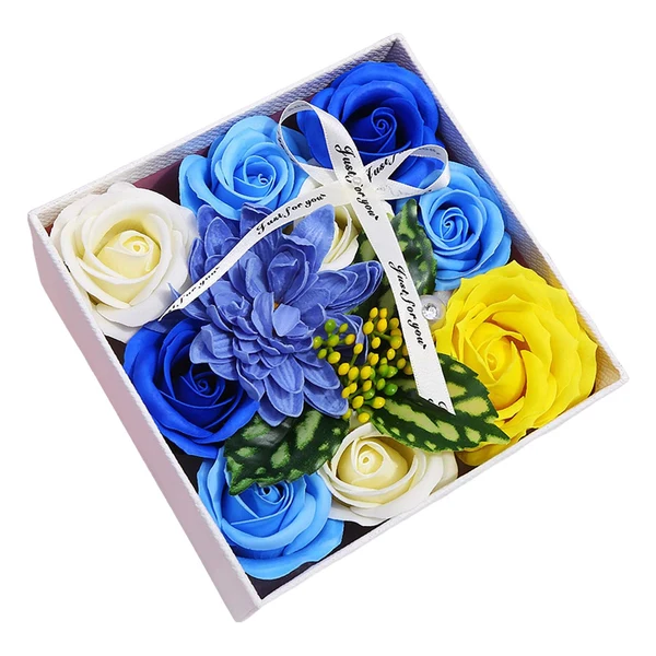 Prestigious Maxbell Rose Soap Flower Gift Box Floral Scented Soap Party Wedding Flower Bath Soap Blue Natural