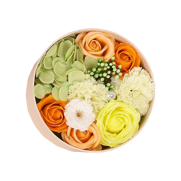 Classic Maxbell Soap Rose Flower Box Floral Simulated Flowers Ornament for Thanksgiving Gift Orange Convenient