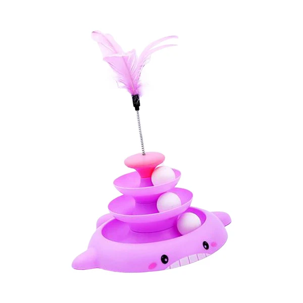 Elite Maxbell Cat Toy Roller with Teaser Interactive Amusement for Kitten Funny Puzzle Toy Purple Solid