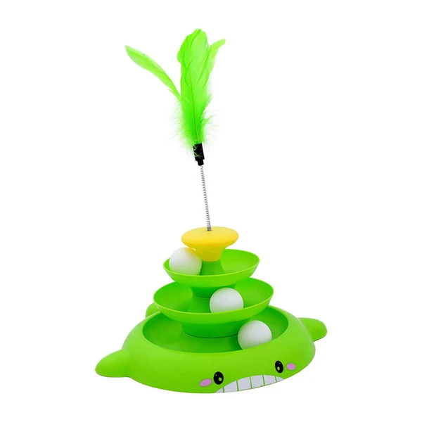 Casual Maxbell Cat Toy Roller with Teaser Interactive Amusement for Kitten Funny Puzzle Toy Green Fast