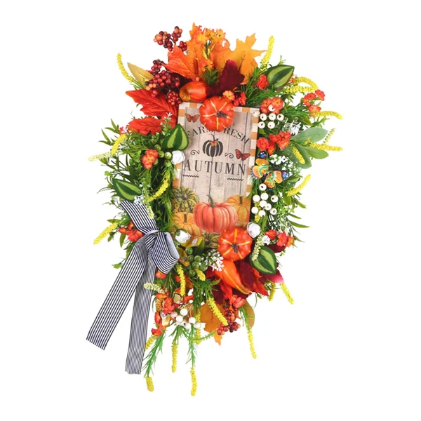 Next-Generation Maxbell Artificial Fall Harvest Wreath Indoor Outdoor Window Festival Autumn Garland Elegant