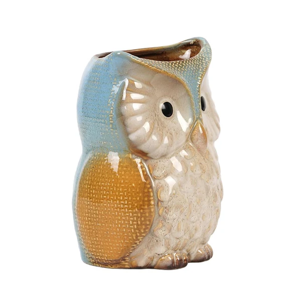 Certified Maxbell Owl Vase Flower Pot Ornament Owl Plant Pot Pen Holder Table Organizer Professional