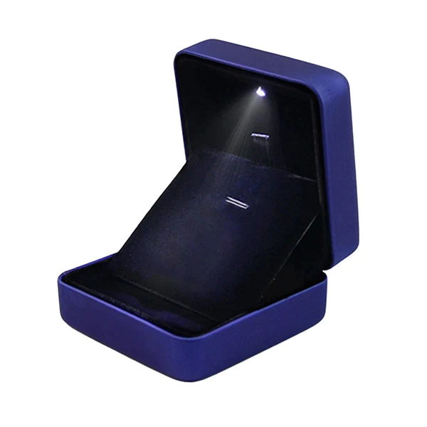 Luxury Maxbell LED Light Pendant Box for Proposal Engagement Wedding Necklace Display Case Blue Soft
