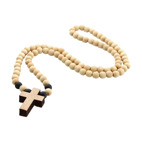 Official Maxbell Wood Beaded Necklace Rosary Necklace for First Communion Anniversary Baptism Wood Color Casual