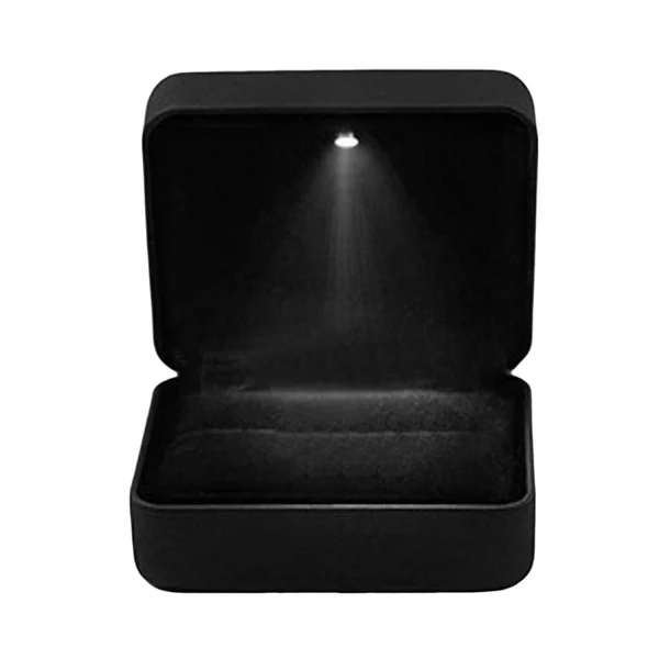 Genuine Maxbell Ring Box with Light Square Wedding Ring Case Dimension 7.5cmx7.5cmx4.2cm Black Reliable
