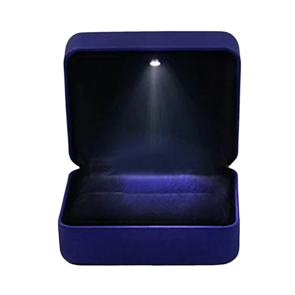 Pure Maxbell Ring Box with Light Square Wedding Ring Case Dimension 7.5cmx7.5cmx4.2cm Blue High-End