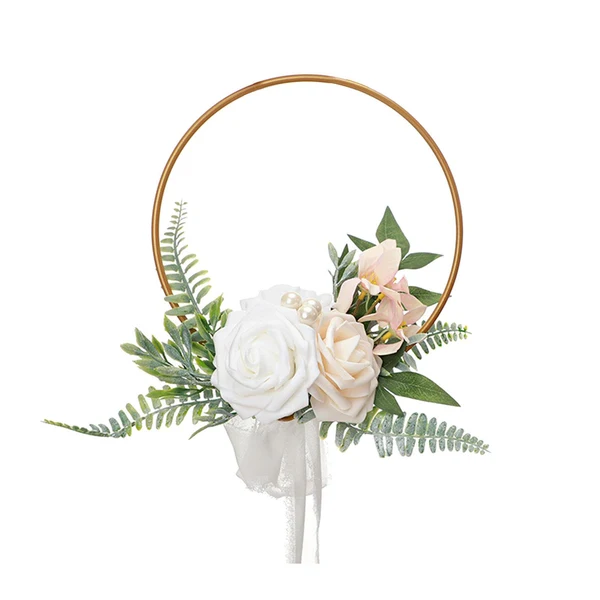 Secure Maxbell Floral Hoop Wreath Wedding Decor Front Door Wreath for Farmhouse Spring Wall White Expertly Made