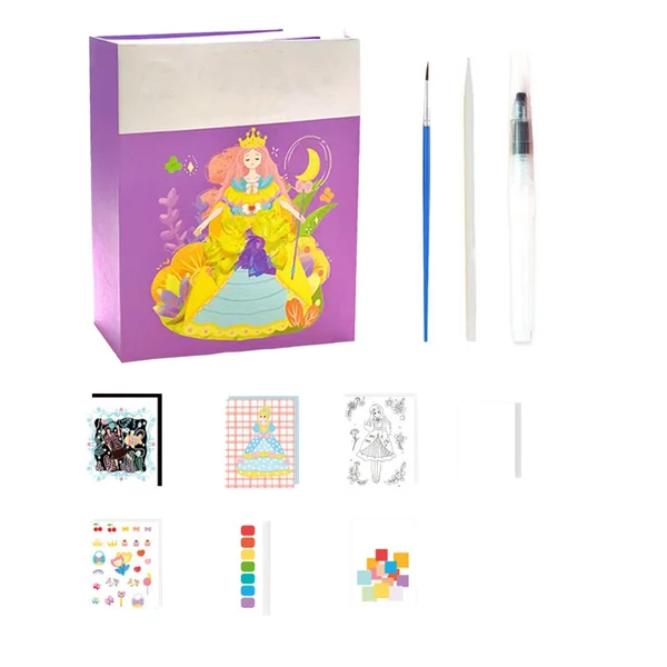 Convenient Maxbell Princess Sticker Books DIY Costume Punch Cloth Craft Activity Book for Kids Effective