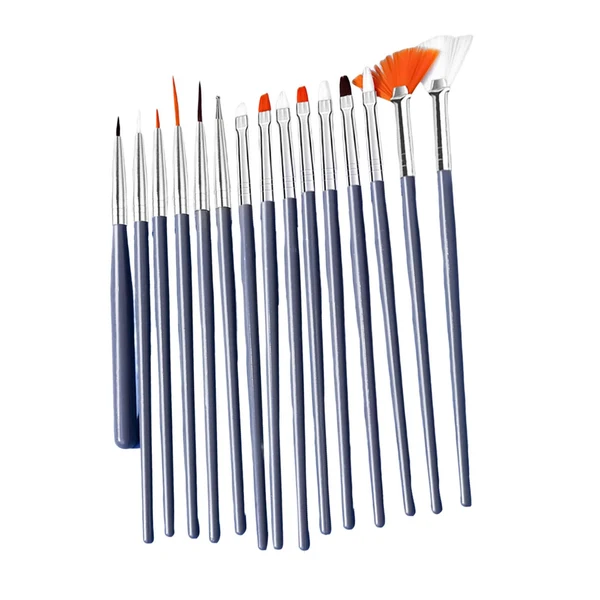 Functional Maxbell 15x Painting Brushes Nail Drawing Pen for Making Dots Polish Art Decorations Gray Official