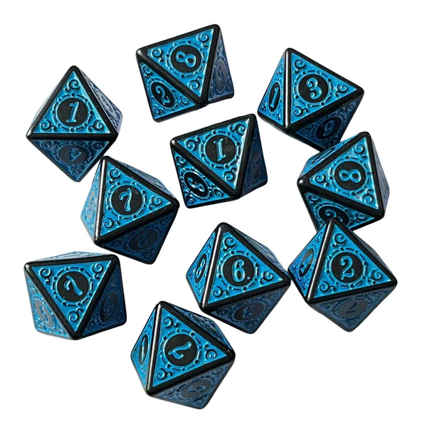 Excellent Maxbell 10Pcs 15mm Dices Acrylic Party Game Dices 8 Sided Dices Set for Party KTV Blue Detailed