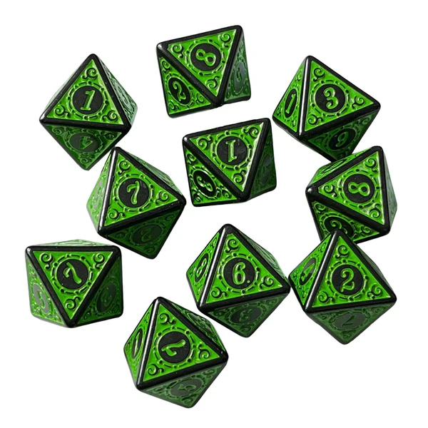 Casual Maxbell 10Pcs 15mm Dices Acrylic Party Game Dices 8 Sided Dices Set for Party KTV Green Convenient