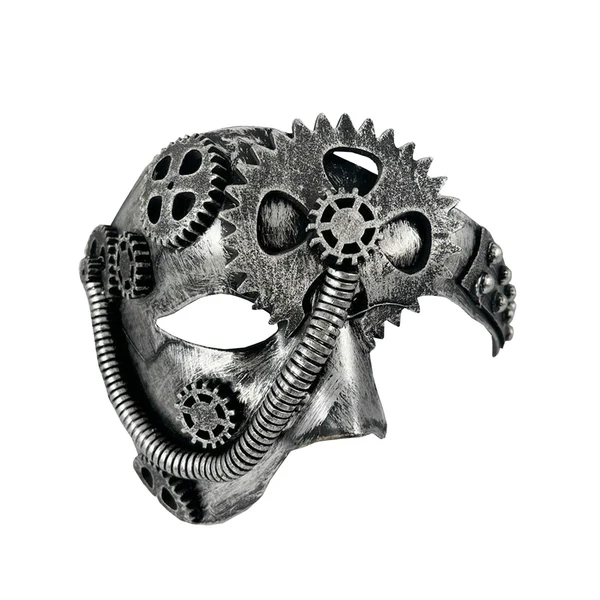 High-End Maxbell Punk Opera Mask Retro Half Face Masquerade Mask for Musical Stage Show Party Argent Fast