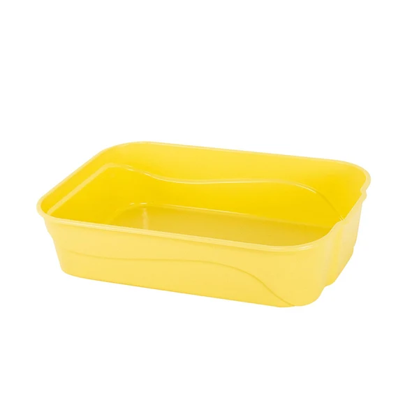Solid Maxbell Cat Litter Box Open Kitty Litter Pan for Indoor Cats Kitty Rabbit Small Pet Yellow Refined