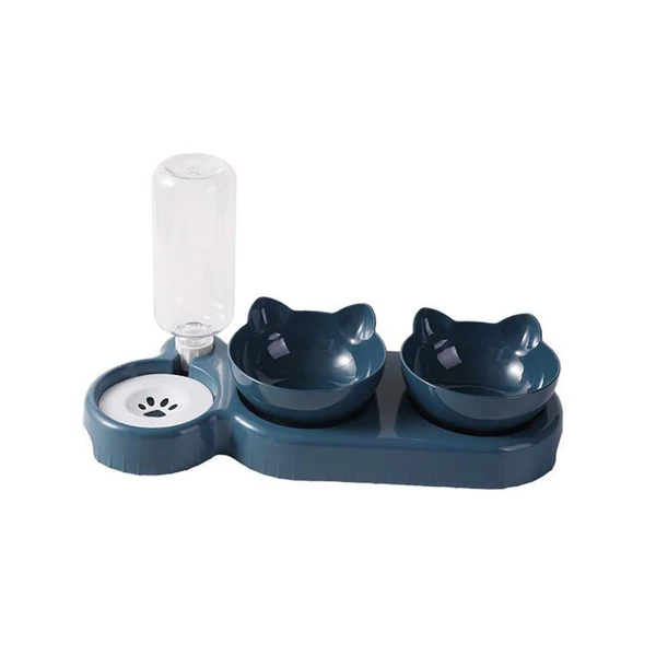 Trendy Maxbell 3 in 1 Cat Bowl Set Durable Feeding Bowls for Feeding Puppy Accessories Blue Stylish