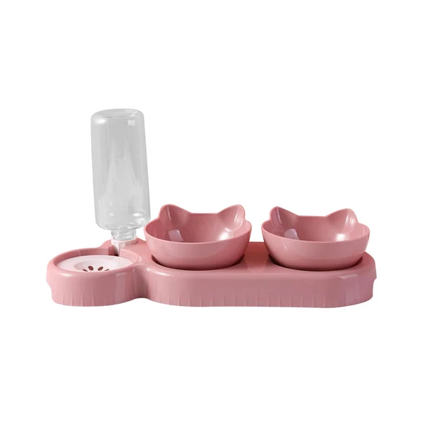 Comfortable Maxbell 3 in 1 Cat Bowl Set Durable Feeding Bowls for Feeding Puppy Accessories Pink Organic