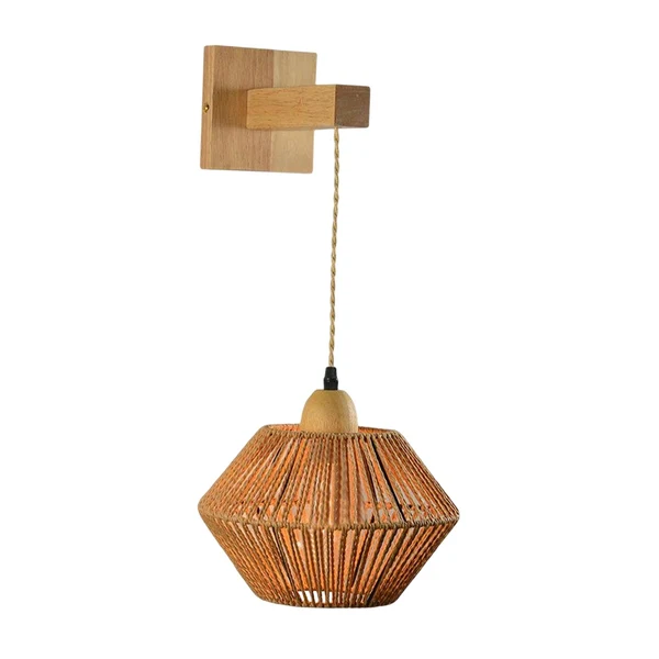 Healthy Maxbell Rope Weaving Wall Sconce Shade Farmhouse Weaving Lamp Shade for Cafe Bar Easy-to-Use
