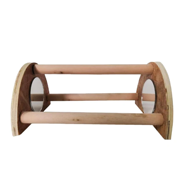 Enhanced Maxbell Chick Perch with Mirror Strong Playstand Chicken Wood Stand for Parrot Macaw Specialty