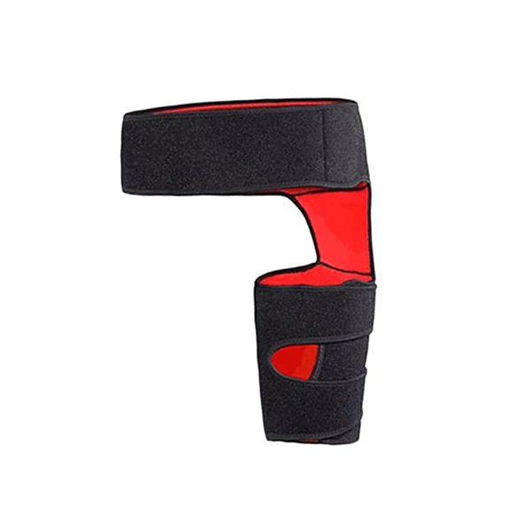 Authentic Maxbell Hip Brace Thigh Compression Sleeve for Hip Fleхоr Strain Men Women Both Legs Black and Red Solid
