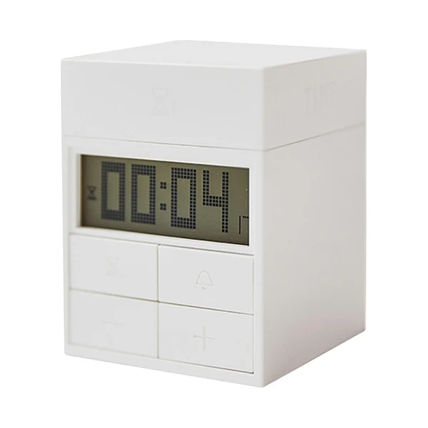 Eco-Friendly Maxbell Rotating Kitchen Timer LCD Display Alarm Clock for Kitchen Workout Classroom white Professional