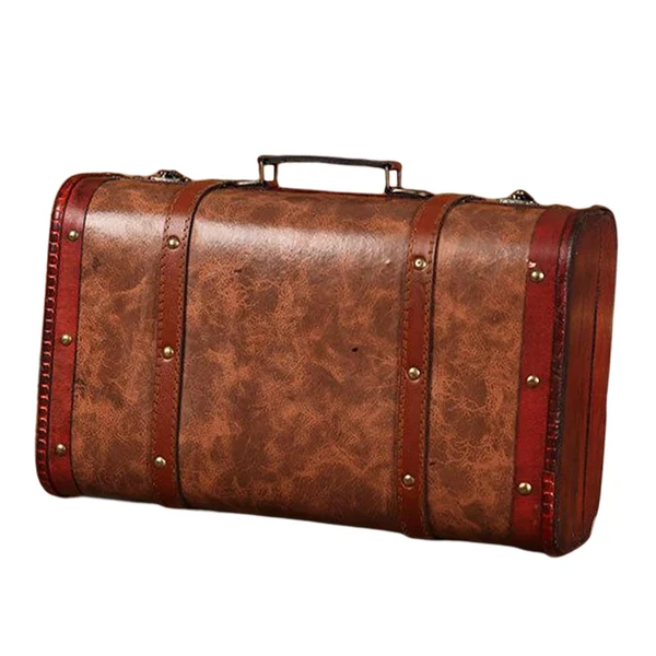 Fine Crafted Maxbell Vintage Suitcase with Handle Portable Wooden Treasure Chests for Shop Window Brown S High-Performance