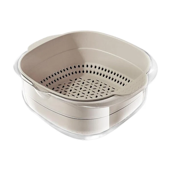 Dependable Maxbell Double Layer Drain Basket Vegetable Drain Baskets for Food Vegetables Mixing Khaki Premium Material
