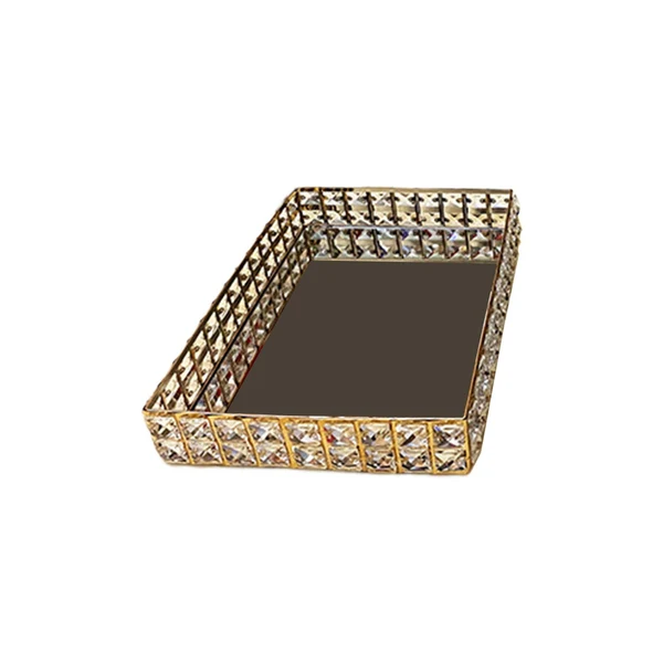 Advanced Maxbell Cosmetic Storage Candy Trinket Elegant Design Tray for Dresser Wedding Party aureate and s Authentic