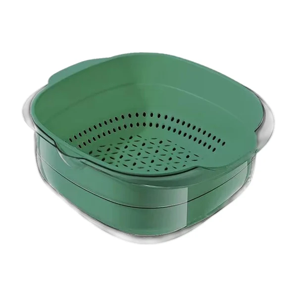 Responsible Maxbell Double Layer Drain Basket Vegetable Drain Baskets for Food Vegetables Mixing Dark Green Outstanding
