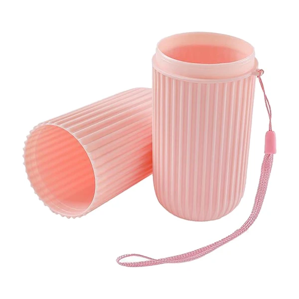 Pure Maxbell Business Trips Wash Cup Holder Dustproof for School Outdoor Family Daily Use pink World-Class