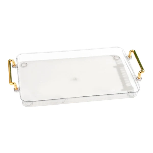 Fine Maxbell Decorative Tray Rectangle Tray with Handles for Living Room Kitchen Bathroom transparent Minimalist