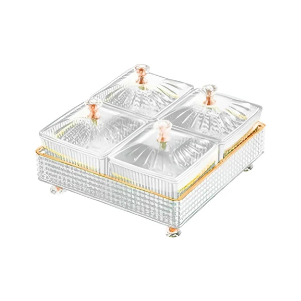 Long-Lasting Maxbell Removable Serving Dishes with Lid Fruit Plate for Candy Snacks Chips and Dip White 4 Grids Dependable